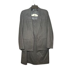 Vintage Mr Chips Charcoal Gray Pinstripe Skirt Suit Made in USA Dark Academia